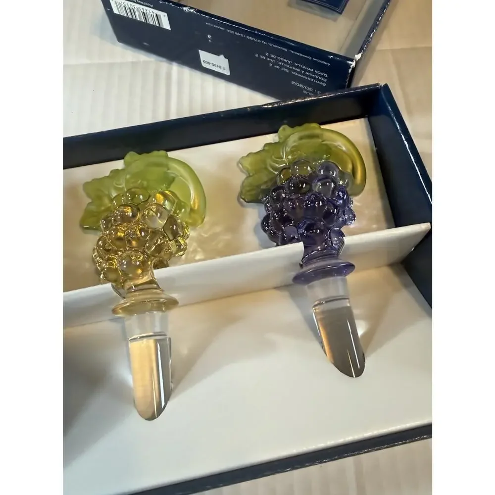 Mikasa Chablis Crystal Glass Bottle Wine Stoppers Set of 2 new in Box